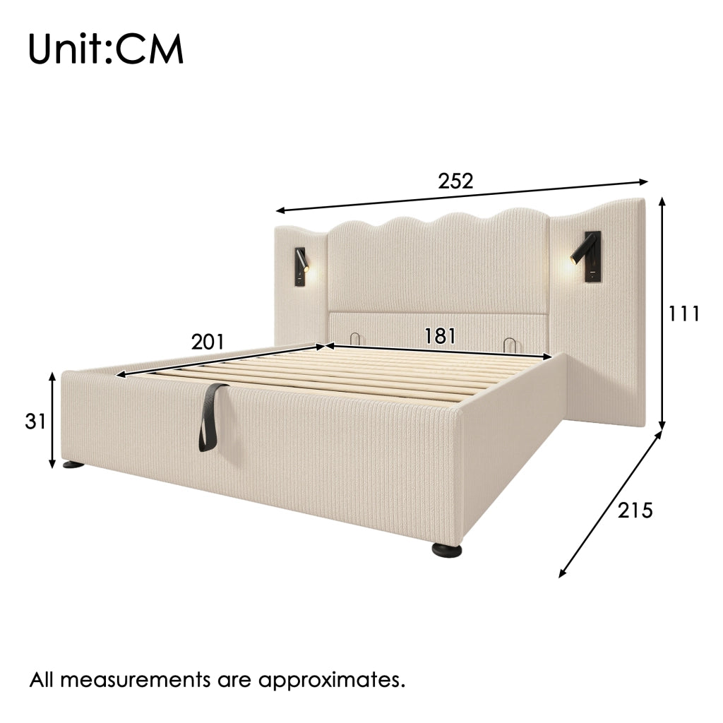 letto imbottito corda beige 180x200 cm