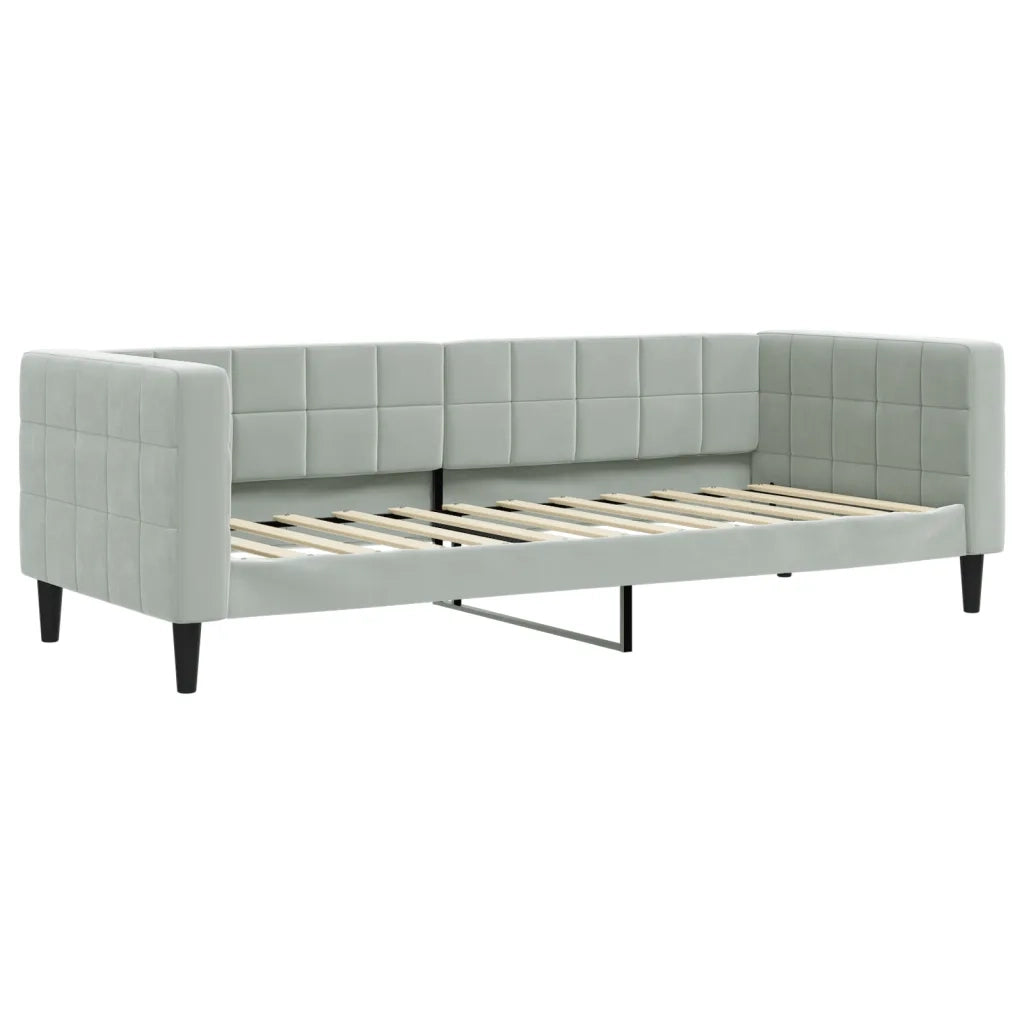 Divano Letto con Materasso-Sofa Letto-Daybed Grigio Chiaro 90x200 cm in Velluto 459877