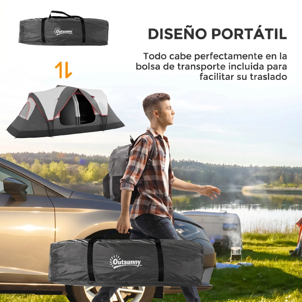 Tenda da Campeggio Pieghevole 2 Stanze ¨C Zephmum ¨C Grigio 450x215x180 cm