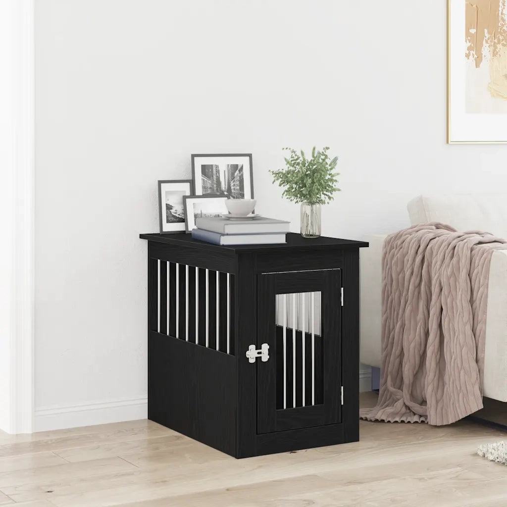 Trasportino per Cani Rovere Nero 45x62x59 cm in Legno Aggregato 862174