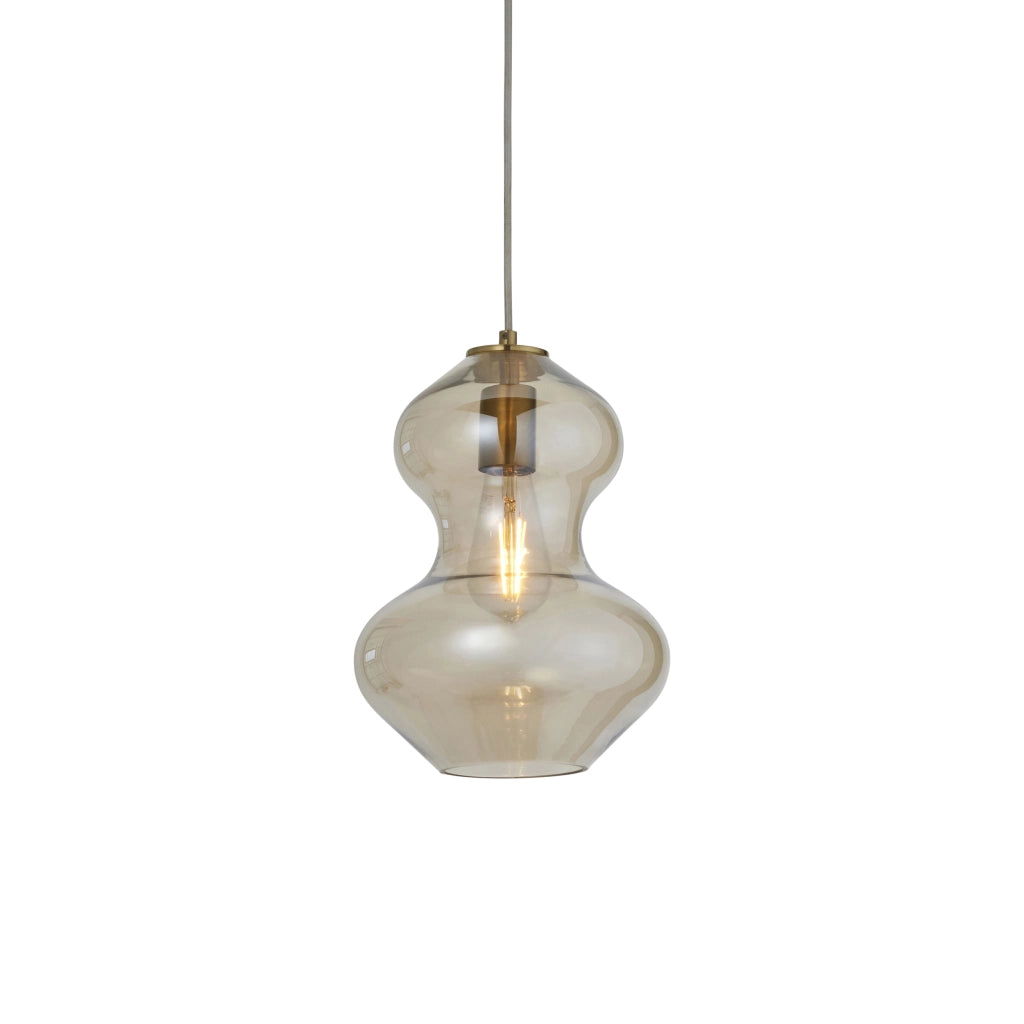 Lampada a sospensione vetro champagne ottone E27 Endon