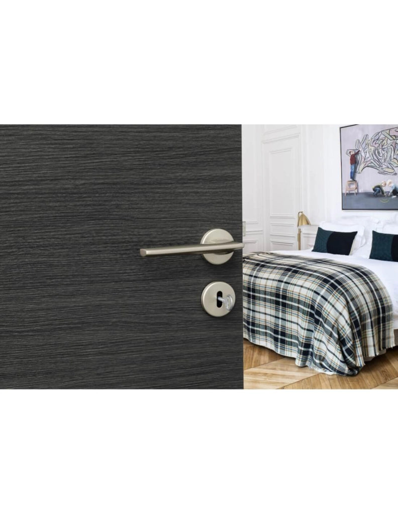 Coppia di rosette tonde Ø 50 mm con foro chiave, nichel satinato – THIRARD