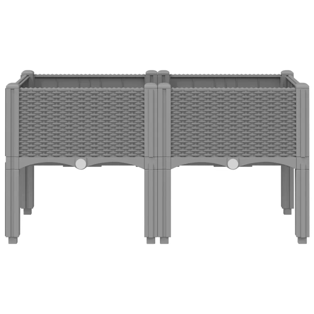 Fioriera | Cassetta per fiori | Vaso da Giardino con Gambe Grigio Chiaro 80x40x42 cm in PP