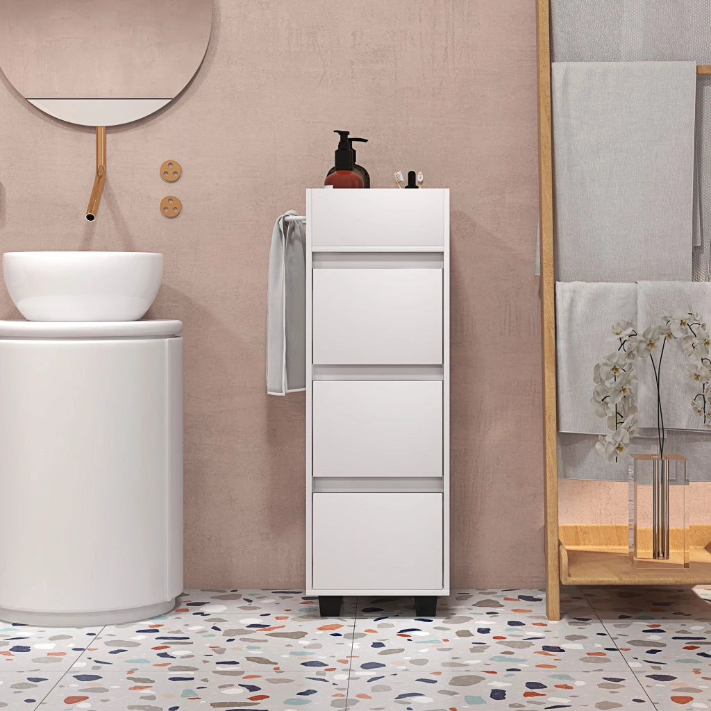 Mobile da Bagno con Cassetti e Ripiani ¨C zephmum ¨C Bianco 35x30x90 cm