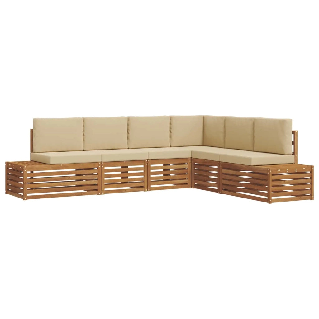 Set di divani da esterno con cuscino 6 Pezzo Naturale e Beige 3375453