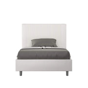 Letto una piazza e mezza con rete imbottito 130x190 similpelle bianco Goya