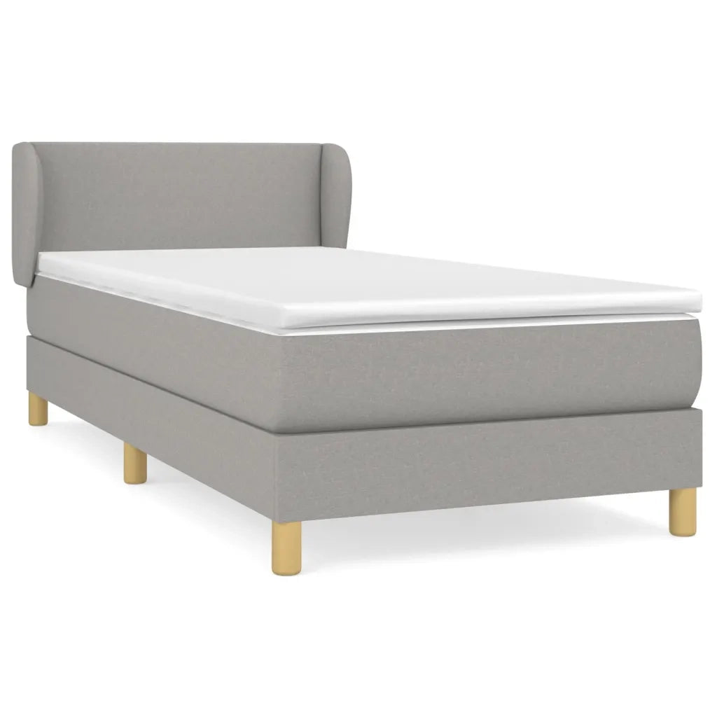 Letto singolo | Letto per adulti | Giroletto a Molle con Materasso Grigio Chiaro 80x200 cm Tessuto