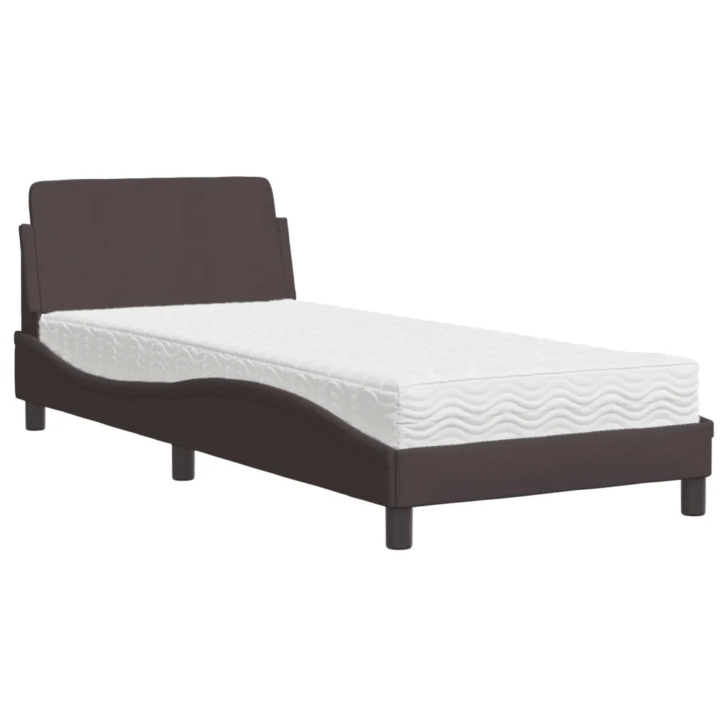 Letto con Materasso Dover Marrone Scuro 90x200 cm in Tessuto 3208327