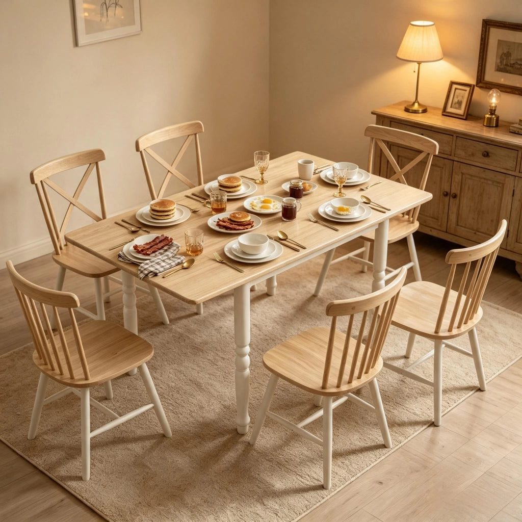 Tavolo da pranzo pieghevole per 2-6 persone, allungabile da 74 a 134 cm, tavolo da cucina con 2 sezioni allungabili, gambe in acciaio, piano in legno