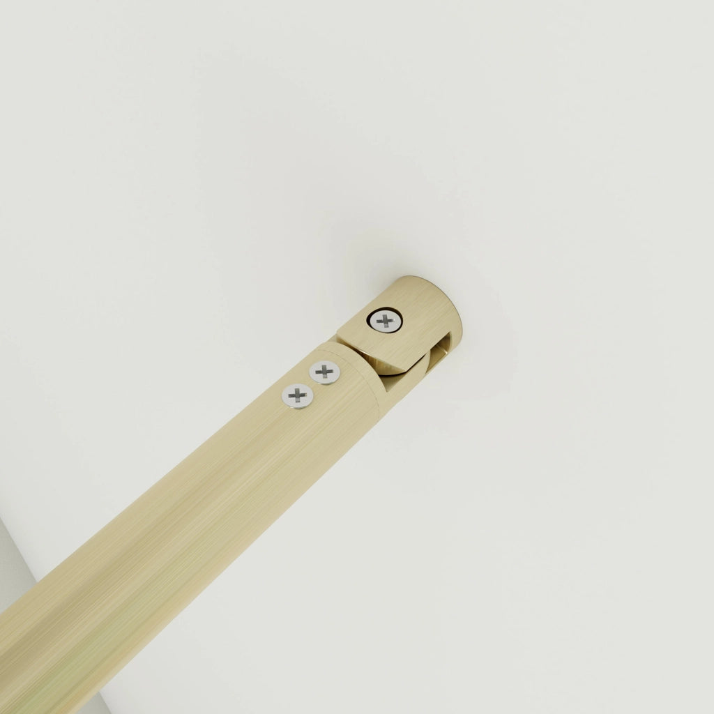 Box Doccia Walk In 40x200 cm Parete Fissa Vetro 8 mm Trasparente Anticalcare Oro Spazzolato Barra Stabilizzatrice 70-120 cm