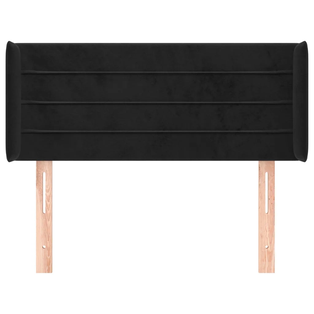 Testiera ad Orecchio Nera 83x16x78/88 cm in Velluto 3118940