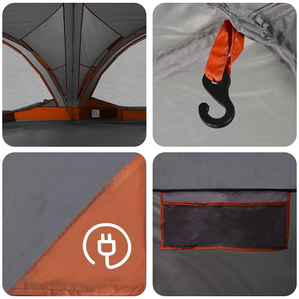 Tenda per famiglie 10 persone con tetto Grigio e arancione 42004082