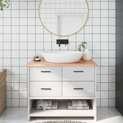 Piano Bagno Marrone Chiaro 100x50x2 cm Legno Massello Trattato 3156131