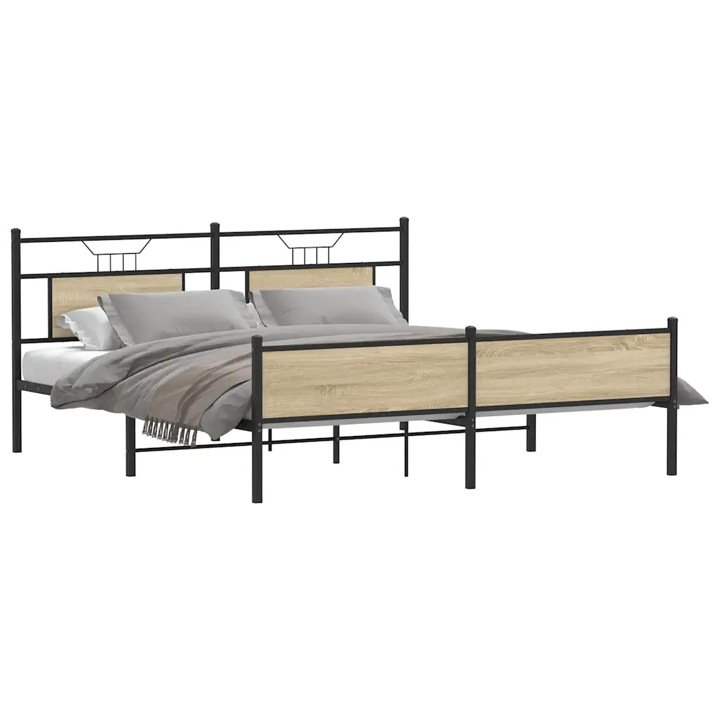 Giroletto senza Materaso in Metallo Rovere Sonoma 183x213 cm 3325126
