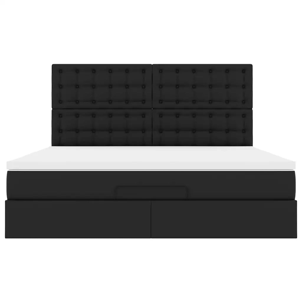 Struttura Letto Pouf con Materasso Nero 180x200 cm Similpelle 3313016