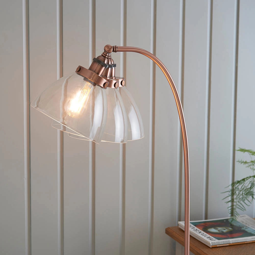 Lampada da terra industriale rame anticato E27 Hansen