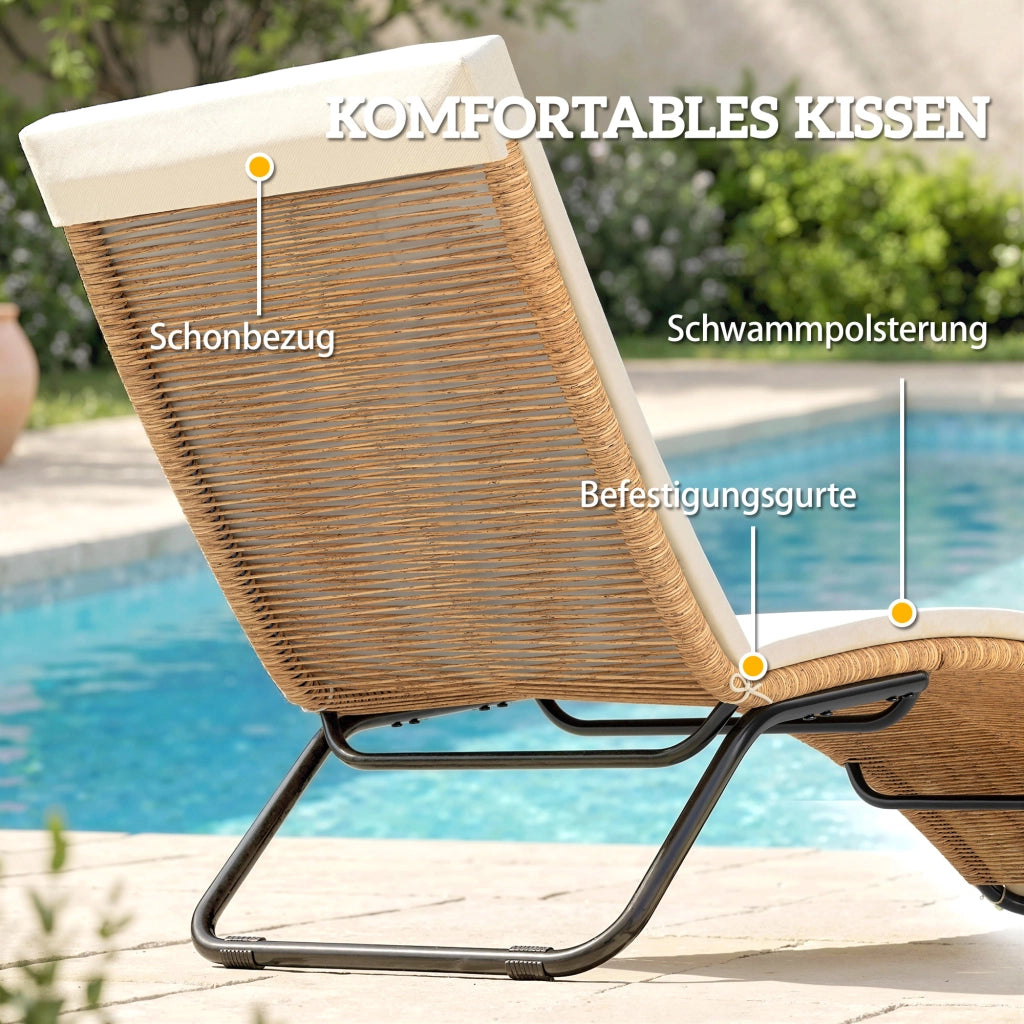Lettino da giardino in polyrattan a forma di S con cuscino ¨C Minimal ¨C Grigio