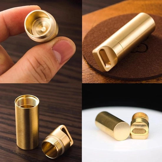 Capsula impermeabile portatile con chiusura a chiave in metallo - per viaggi all'aperto e campeggio (oro, piccola, 1 pezzo)
