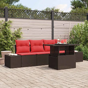 Set di divani con cuscino 5 pcs Marrone e Rosso polyrattan 3349090