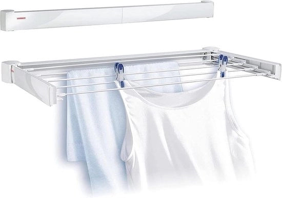 Asciugatrice a parete Telegant 72 Protect, stendardo 90 cm per piccoli nuclei familiari, spazio asciugatura con fissaggio alla parete, interno ed esterno, asciugatrice a parete intermedia