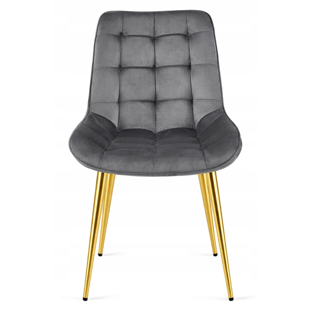 Sedia Bera in Velluto Grigio Antracite con Gambe Oro
