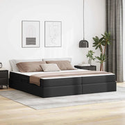 Letto con contenitore e materasso 2 pcs Nero Pelle
