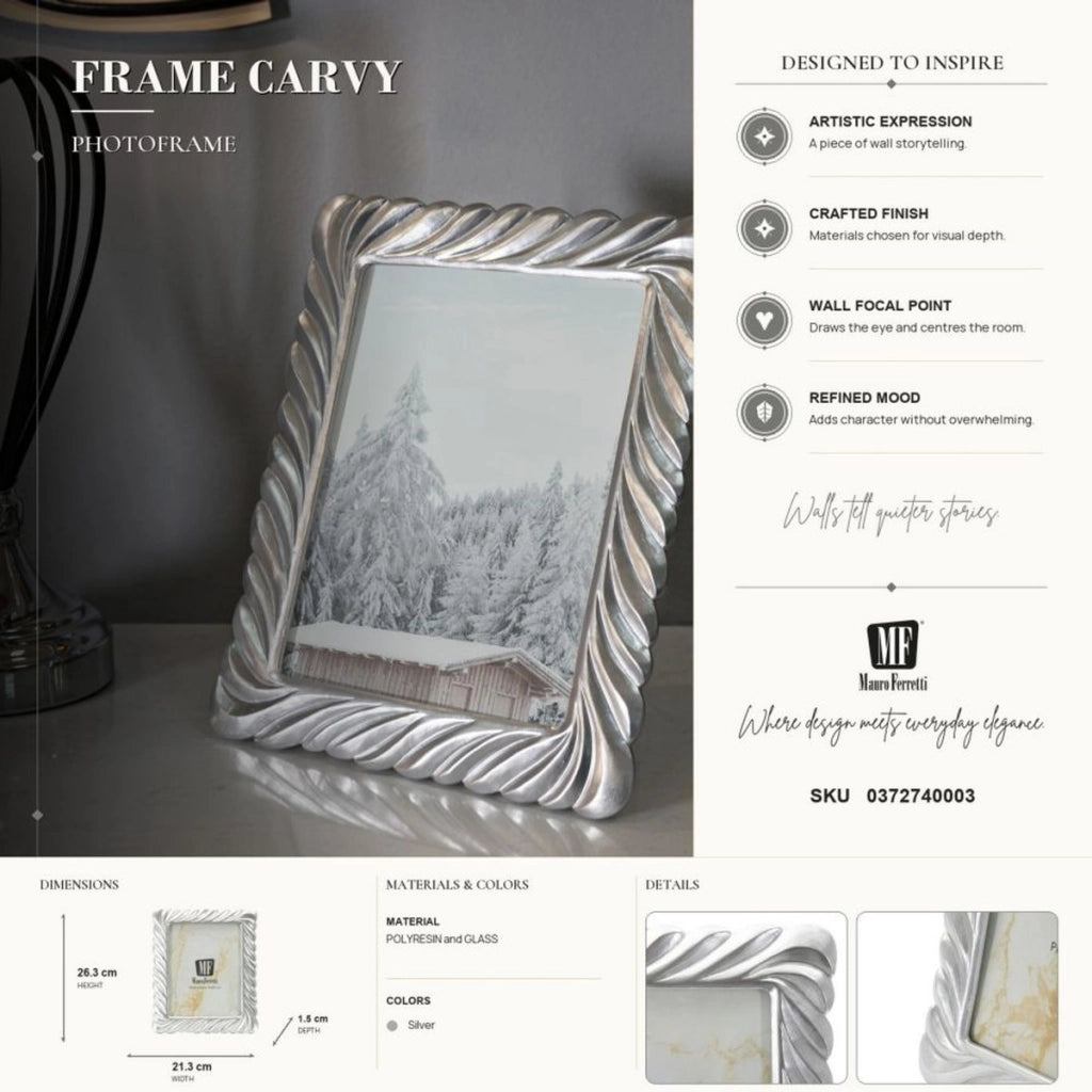 Cornice portafoto Carvy in resina argento 15x20