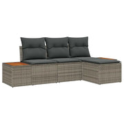 Set Divano da Giardino 4 pz | Set Salotto da Giardino Grigio Rattan in Polipropilene