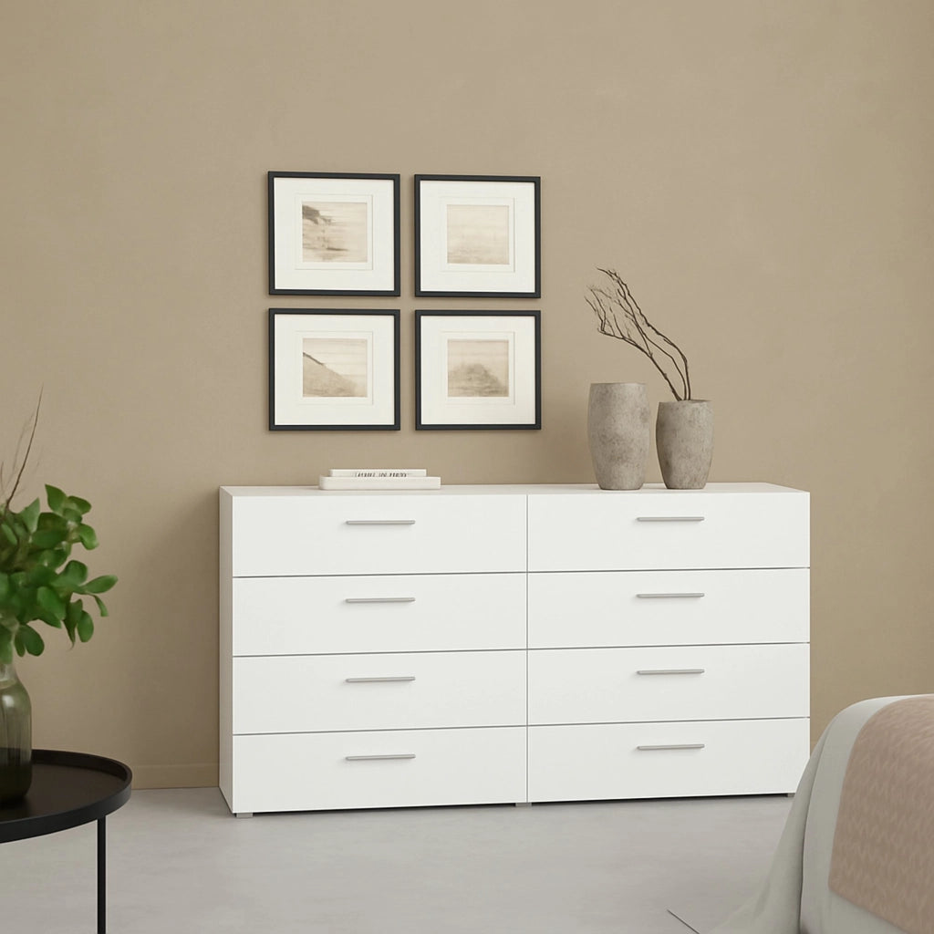 Credenza Phethai, Buffet da soggiorno, Madia da salotto, Dispensa da cucina, 140x40 h82 cm, Bianco