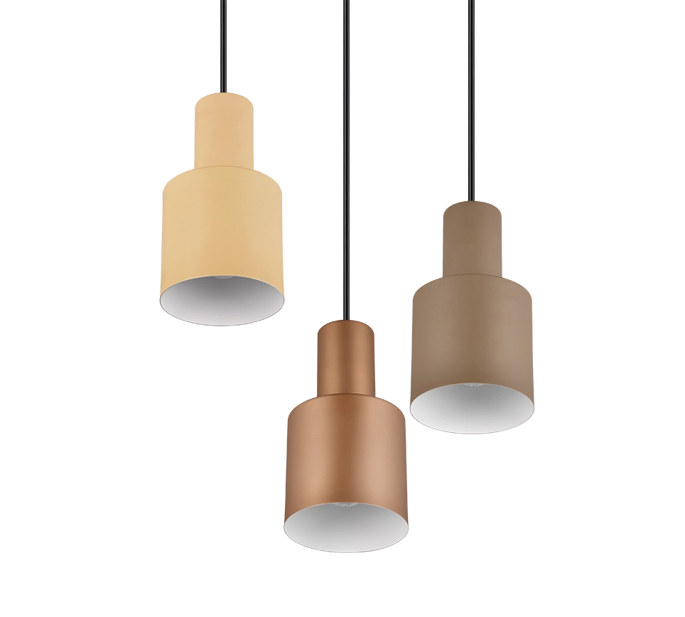 Lampada a sospensione 3 diffusori, metallo, multicolor, 37x150 cm, Agudo