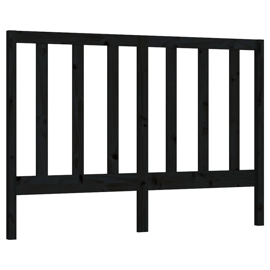 Testiera per Letto-Testata-Testiera Decorativa Nera 126x4x100 cm in Legno Massello di Pino 967190