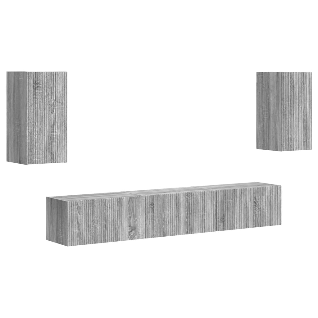 Set mobile TV 5 pz | Armadietto TV | Mobile Porta TV Grigio Sonoma Legno multistrato