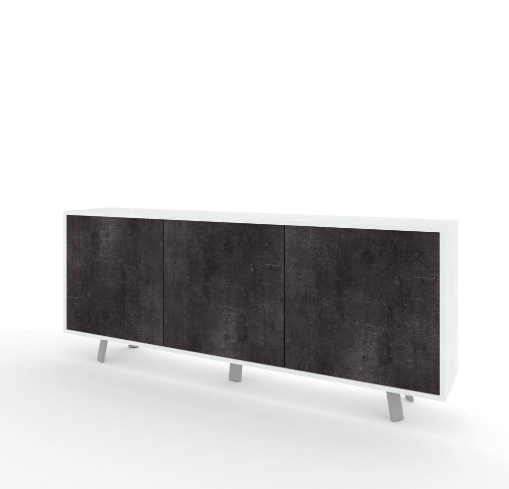Buffet 3 ante VELBRUK bianco pietra/nero pietra