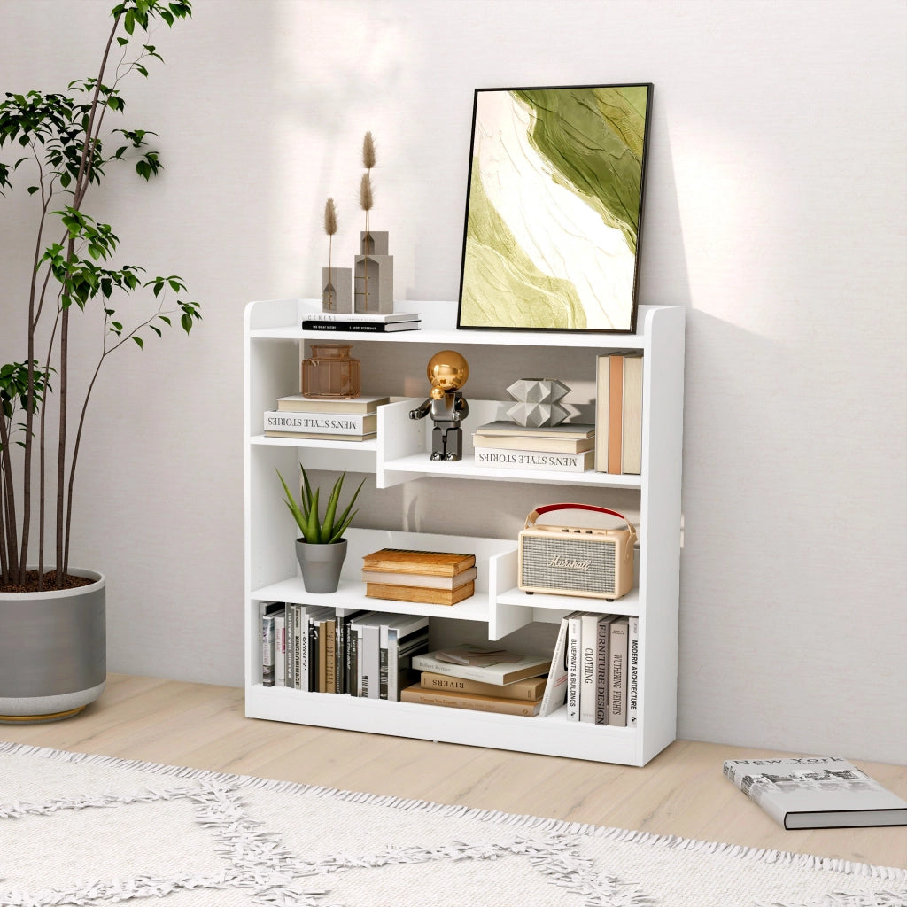Libreria Scaffale Mobile con Ripiani ¨C Zephmum ¨C Bianco 90x24x91 cm