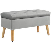 Cassettiera in tessuto effetto velluto con piedi in legno ¨C zephmum ¨C grigio 80x35x42 cm