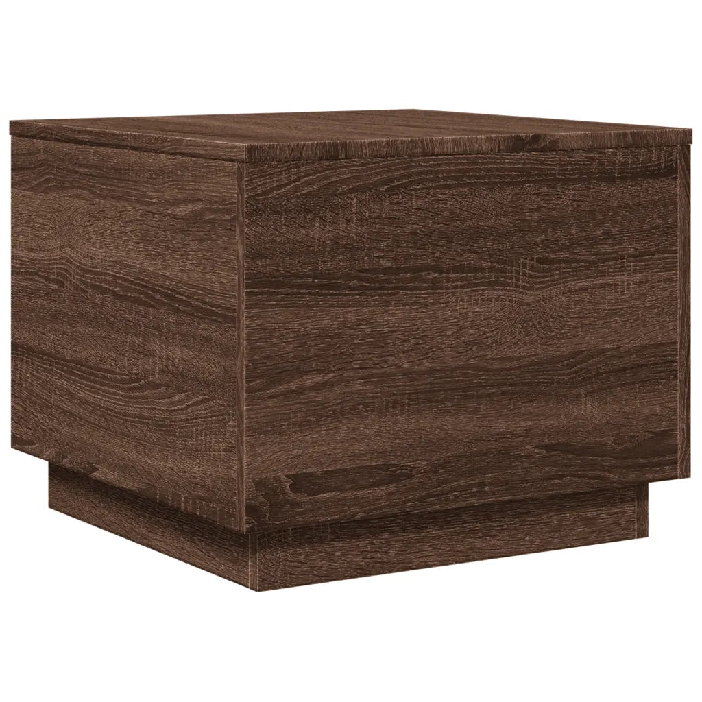 Tavolino da Salotto con Luci LED-Tavolino da soggiorno Rovere Marrone 50x50x40 cm 761553