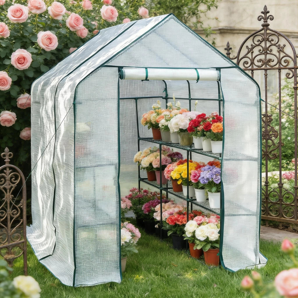 Serra da giardino in PVC e acciaio verniciato 143 x 215 x 195 cm, bianca