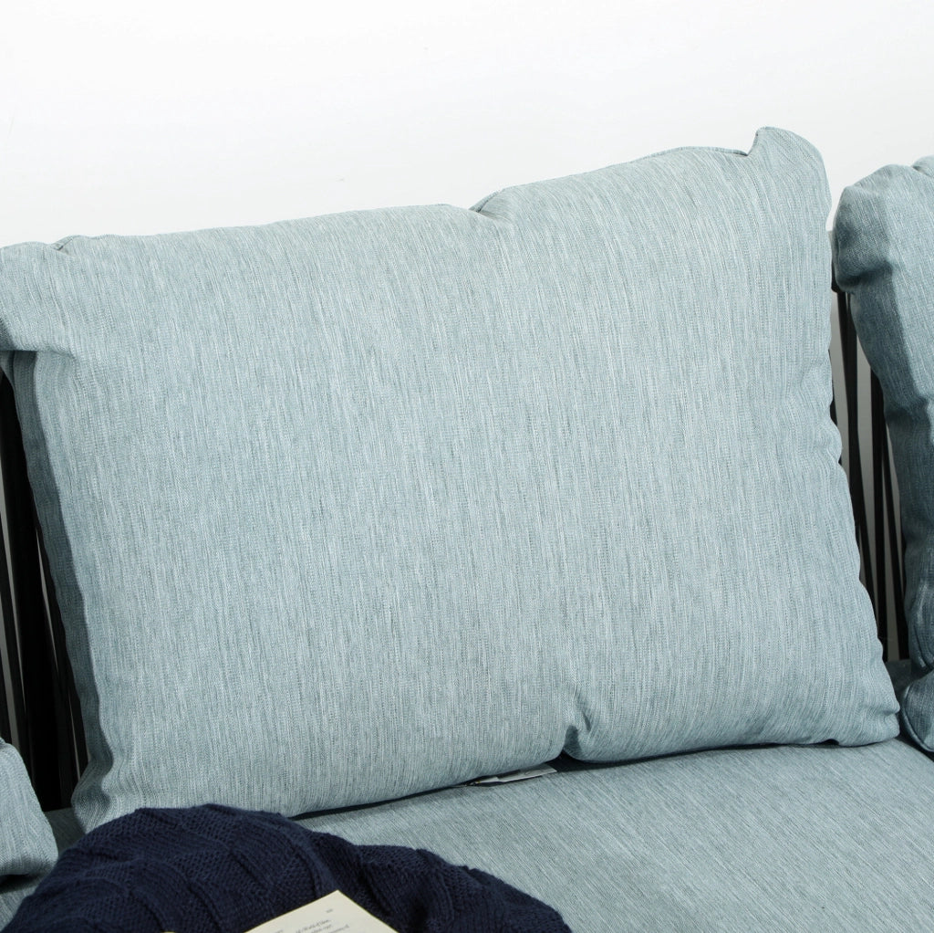 Set salotto da esterno 4 pezzi in alluminio e rattan sintetico; grigio