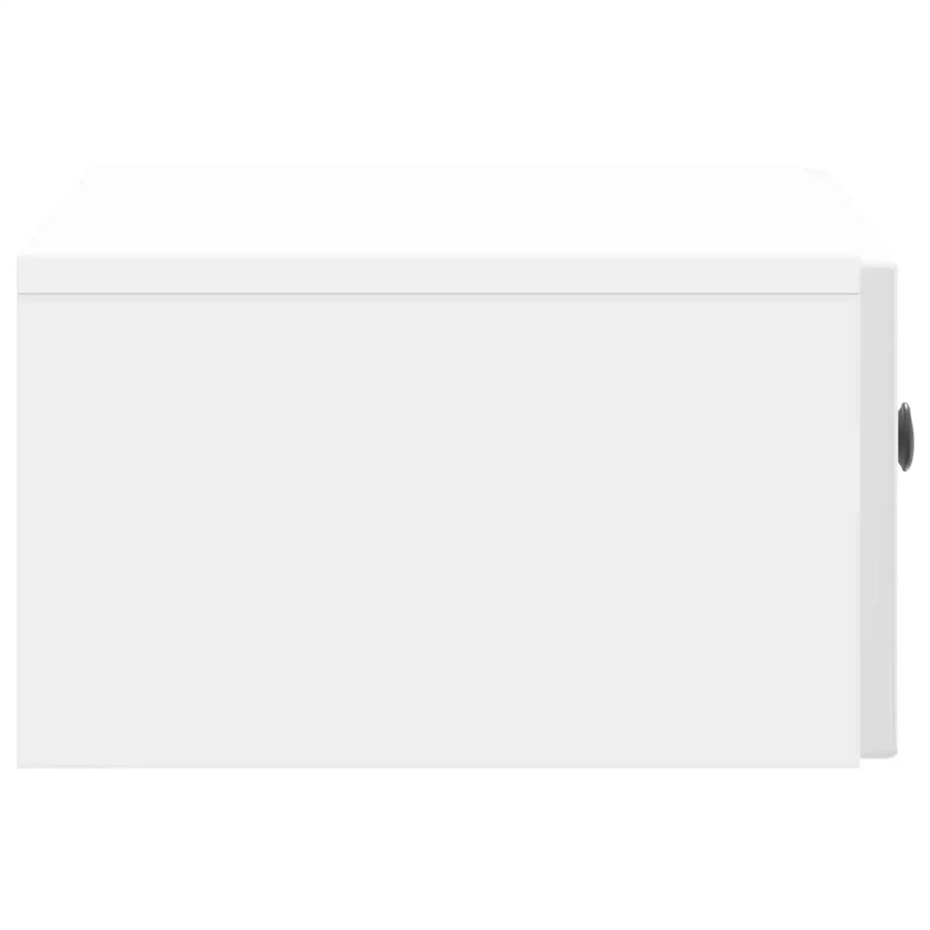 Comodino | Armadio da Notte | Mobiletto da notte a muro Bianco Lucido 49 x 34,5 x 20 cm
