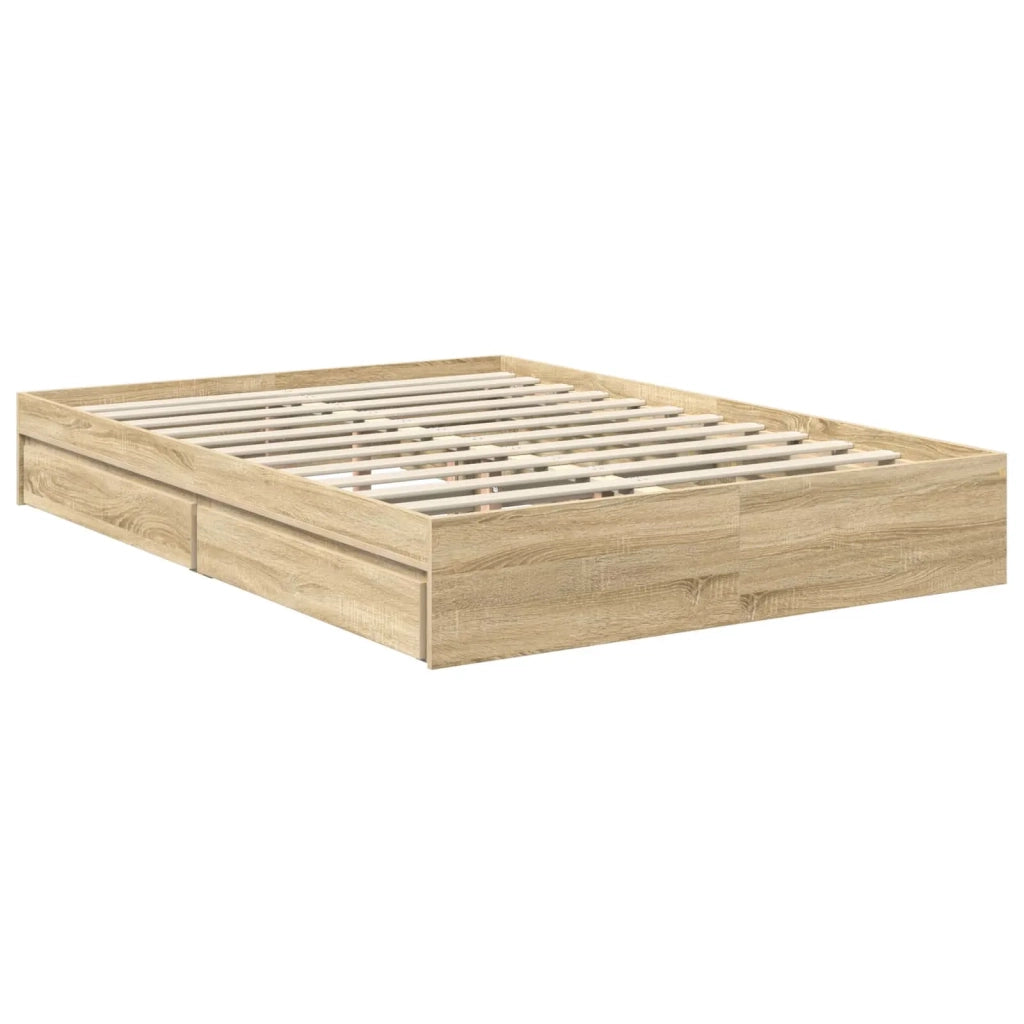 Letto con Contenitore con testiera-Struttura Letto con contenitore Rovere Sonoma 140 x 200 cm 167405