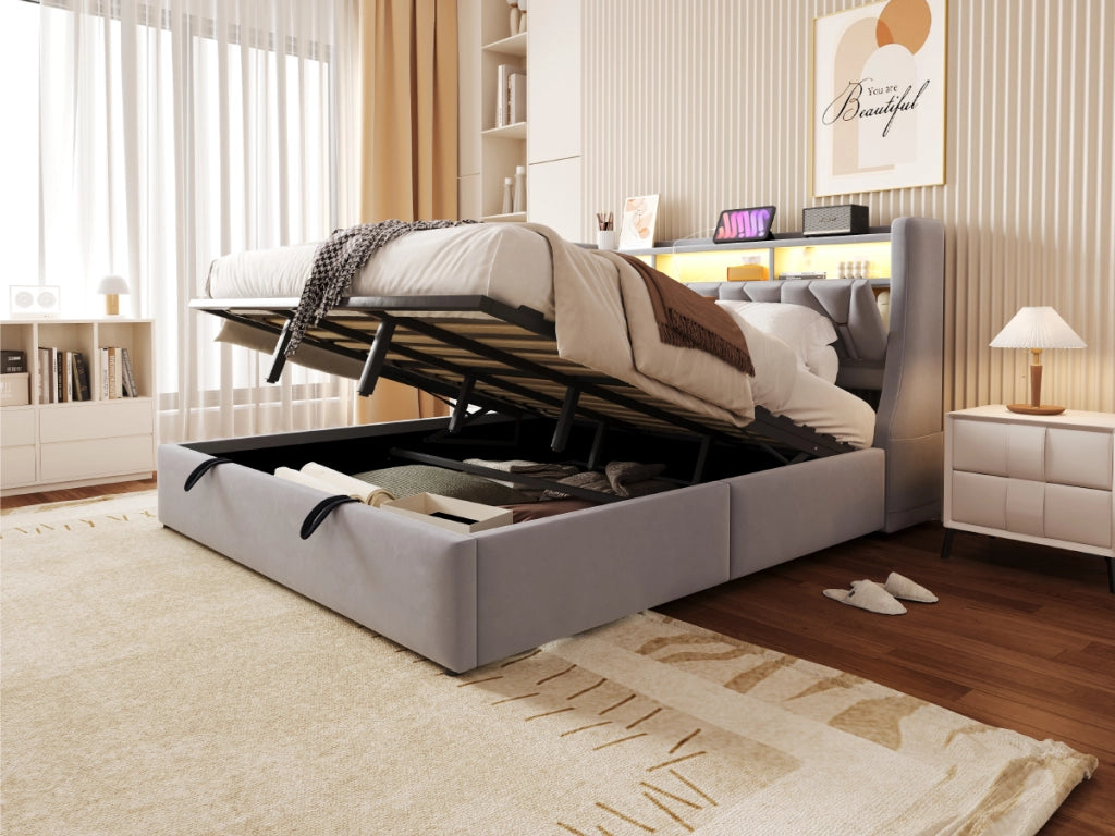 letto imbottito velluto grigio chiaro 180 x 200 cm