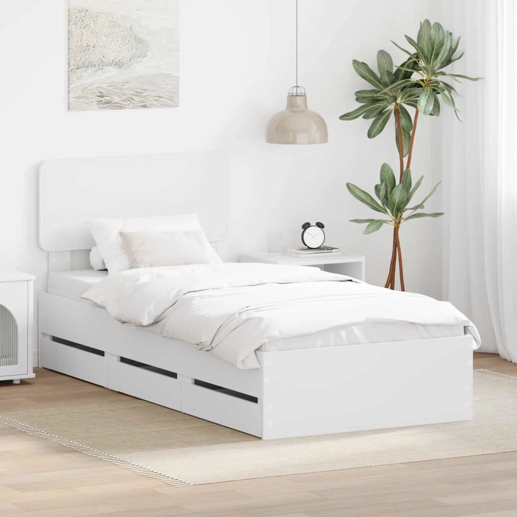 Letto singolo | Letto per adulti | Struttura del letto Bianco 75 x 190 cm Legno ingegnerizzato