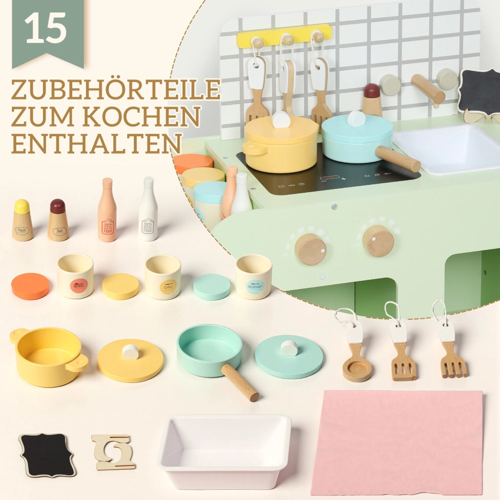 Cucina Giocattolo per Bambini ¨C Minimal ¨C MDF, Verde, 40 cm