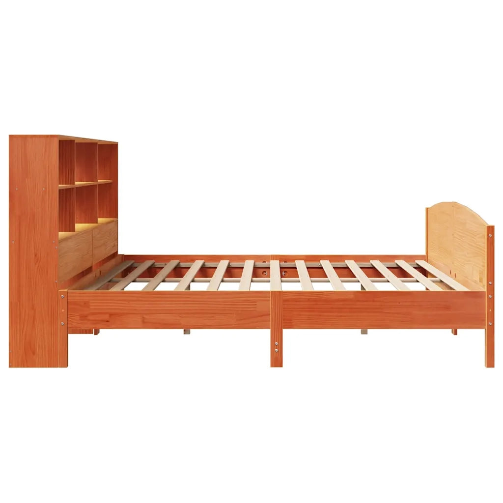 Letto Libreria senza Materasso Marrone Cera 180x200 cm in Pino 3323097