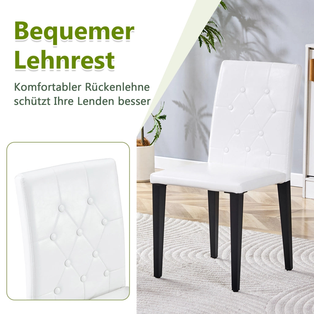 Set di 4 sedie da pranzo in bianco e nero: lusso discreto. La scelta ideale per le sale da pranzo in stile europeo, con gambe in metallo nero per una