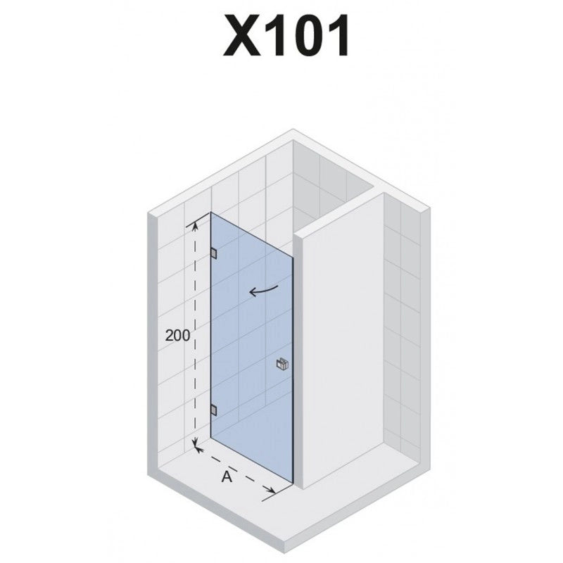 Porta doccia a battente a sinistra con cerniere cromate SCANDIC NXT 101 RIHO 100x200 cm