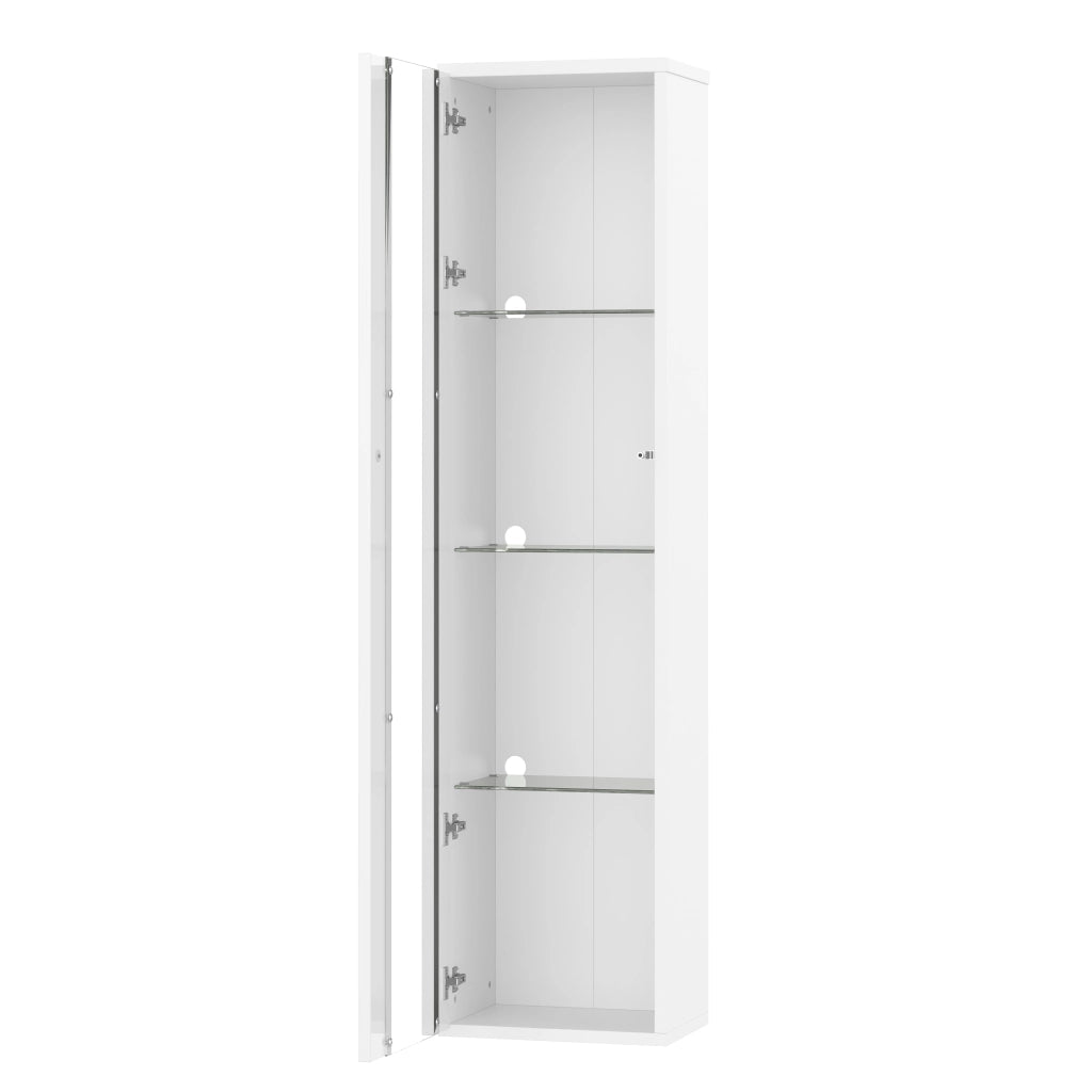 Vetrina multifunzionale bianca 40 x 29 x 170 cm con 4 livelli, illuminazione LED RGB controllata da app e montaggio a parete