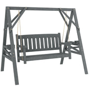 Dondolo da giardino 2 posti ¨C Xylo ¨C legno grigio con portabicchieri e ripiani