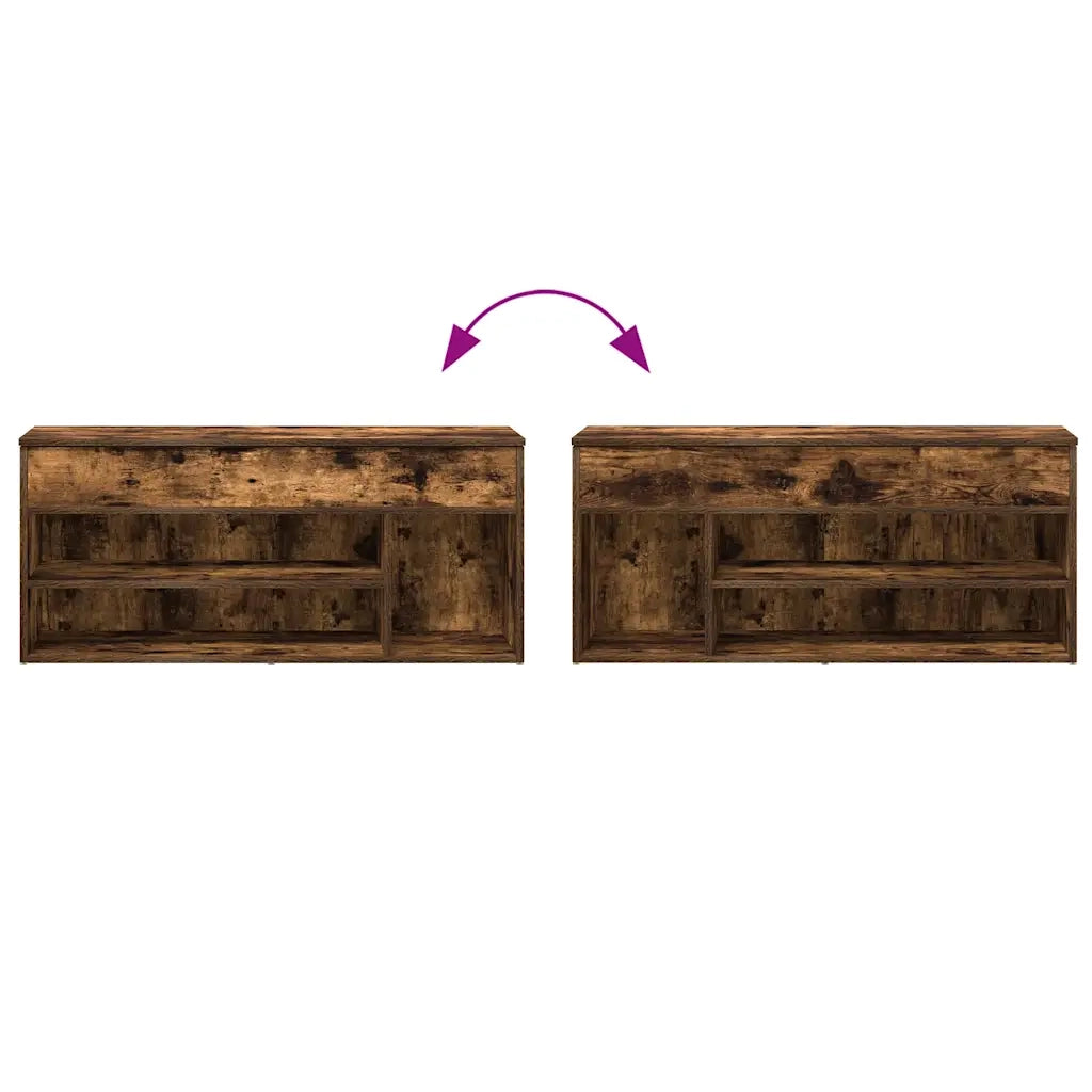 Scarpiera-Scaffale per scarpe Rovere Fumo 102x30,5x45 cm in Legno Multistrato