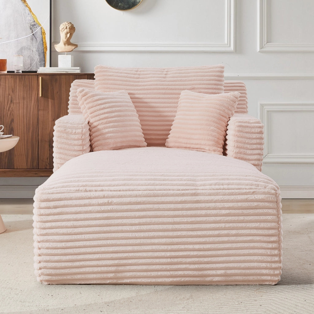 Chaise longue con funzione letto e seduta relax senza montaggio per soggiorno in velluto a coste rosa
